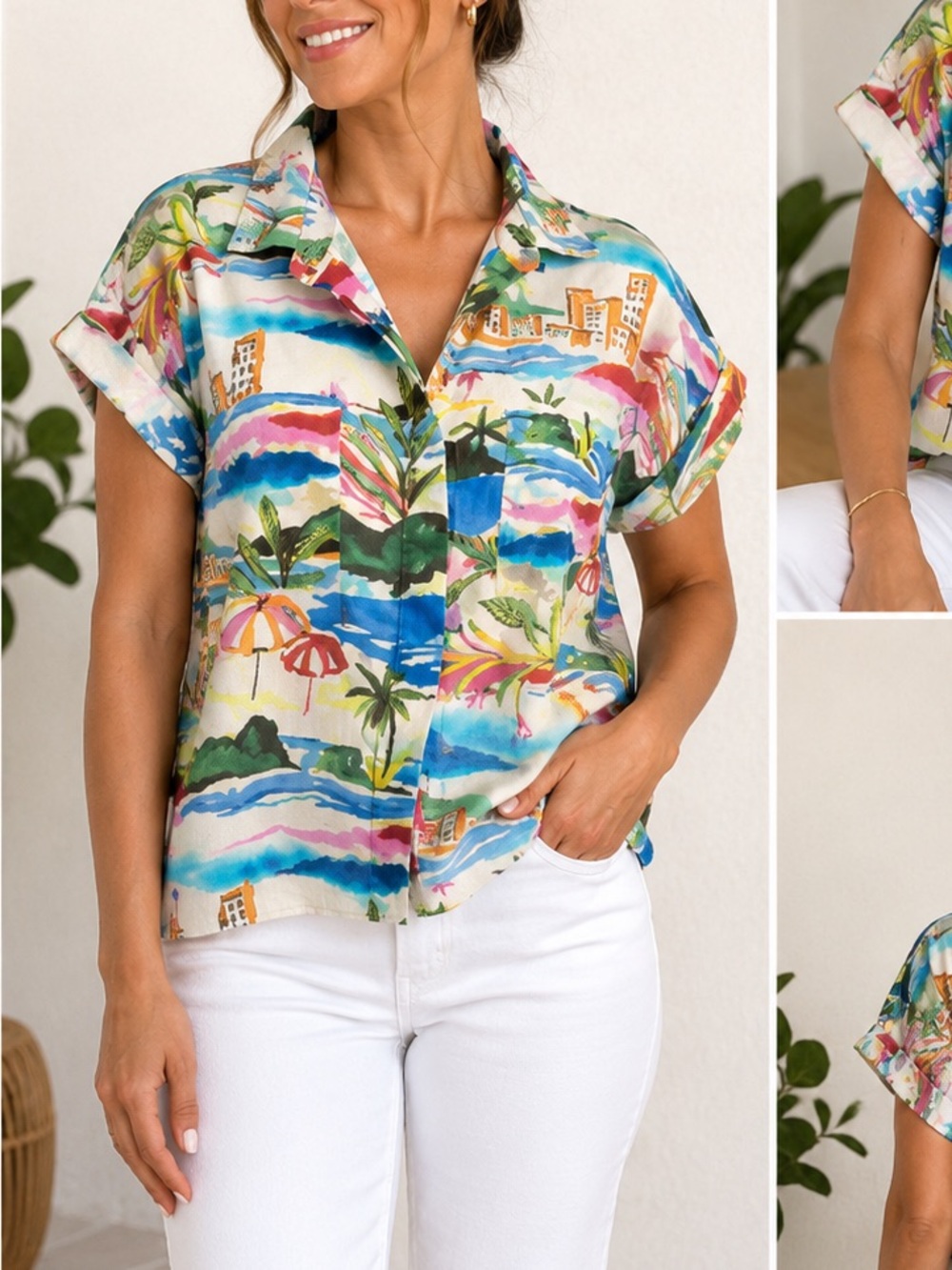 New Preswick & Moore Multicolor Women's Button Down Top - Size L